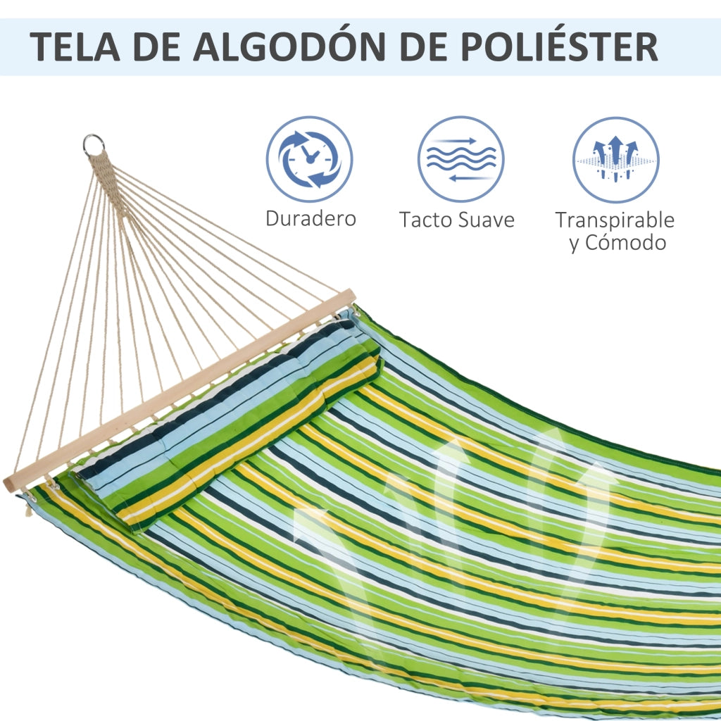 Amaca Sospesa da Giardino per 2 Persone con Cuscino ¨C Xylo ¨C Blu e Verde 340x140cm