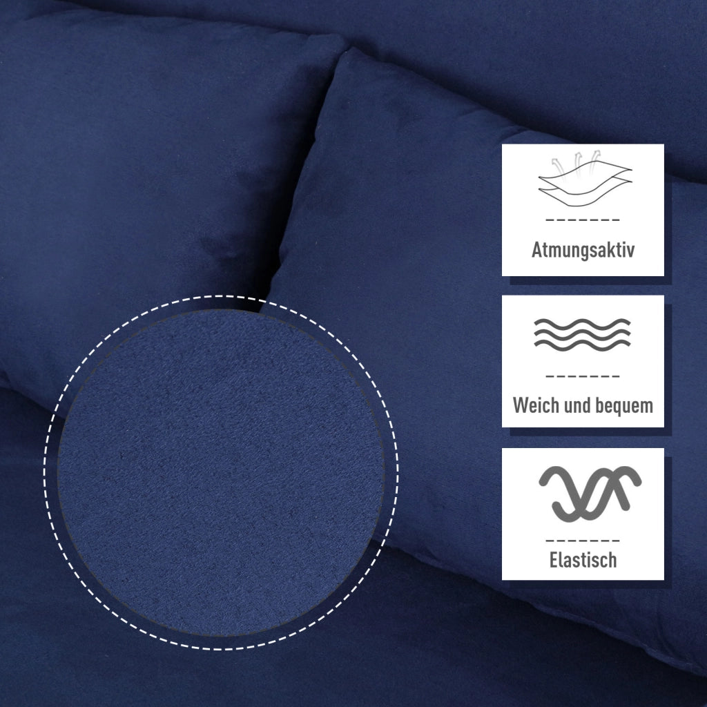 Divano letto estraibile 5 posti ¨C Minimal ¨C similpelle blu scuro con cuscini