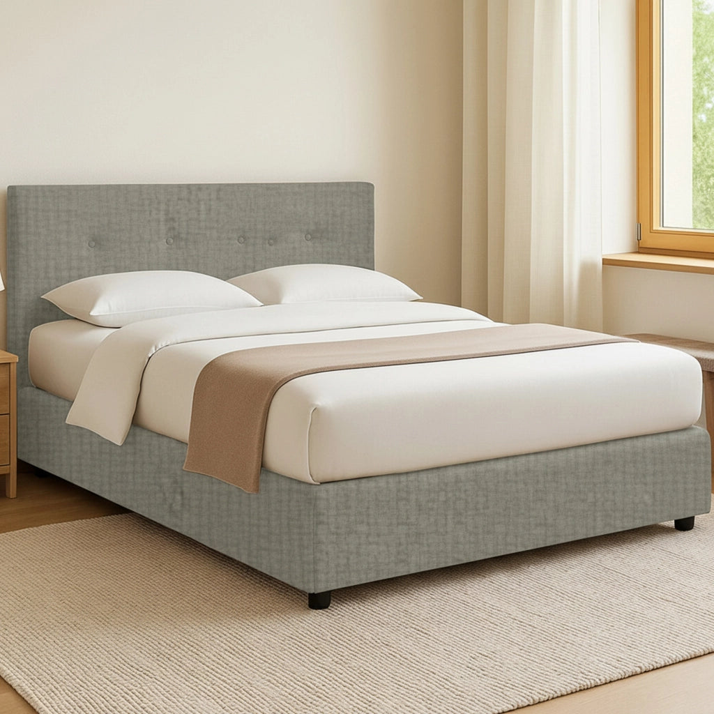 Luton, Letto Piazza e Mezza Sfoderabile Made in Italy, Grigio