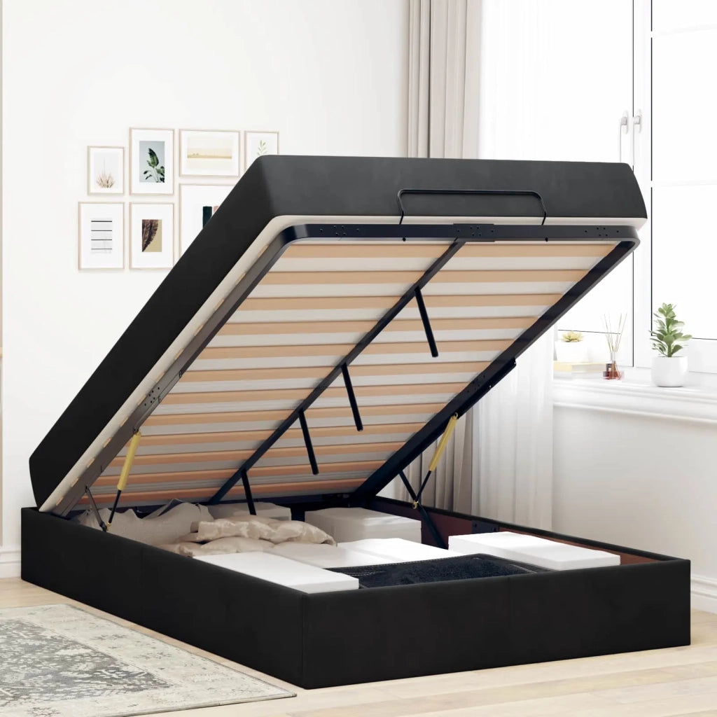 Struttura letto con materasso con materasso 2 pcs Nero Velluto