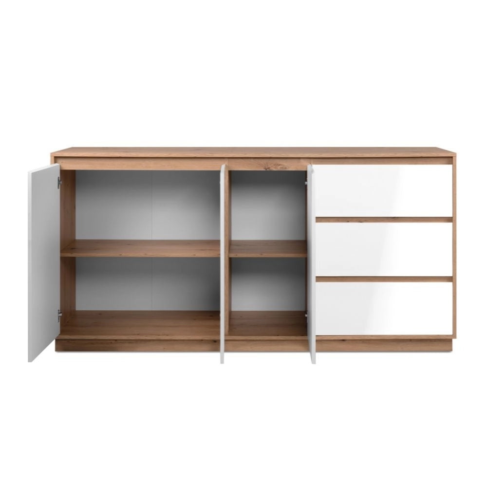 Credenza Phoenix 51A con 3 ante e 3 cassetti rovere e bianco 178x40x88H