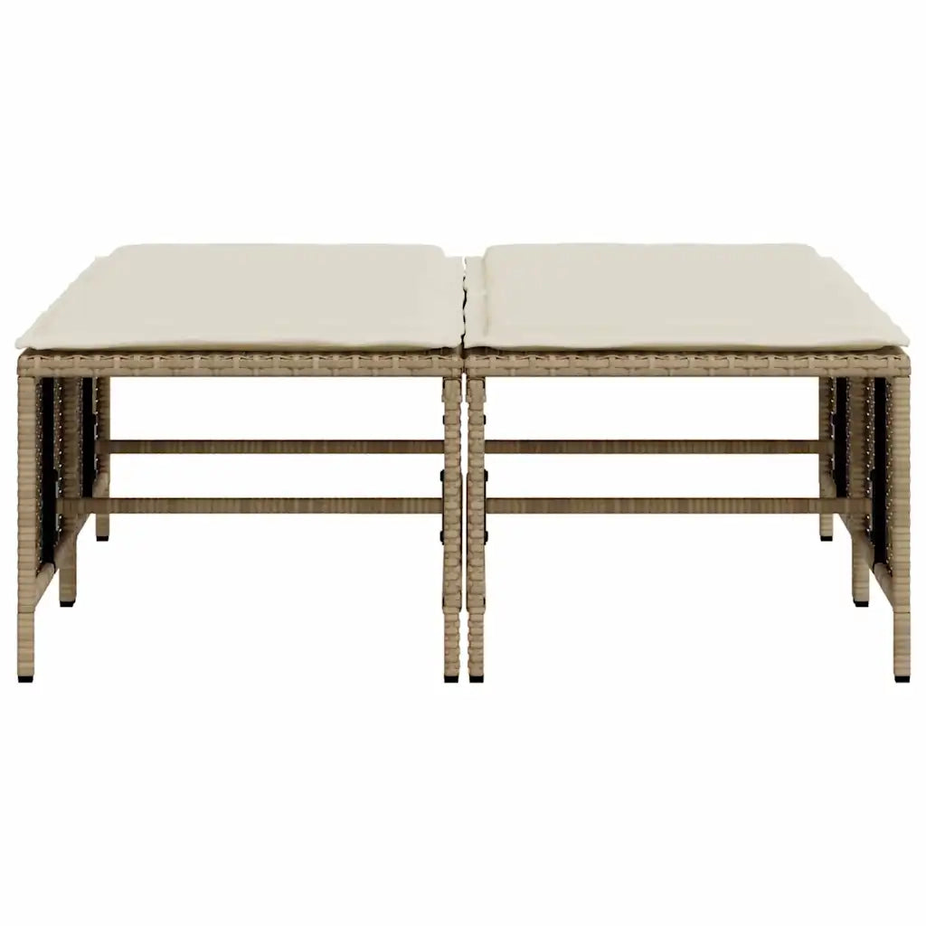 Sgabelli da Giardino con Cuscini 4 pz Beige in Polyrattan 368366
