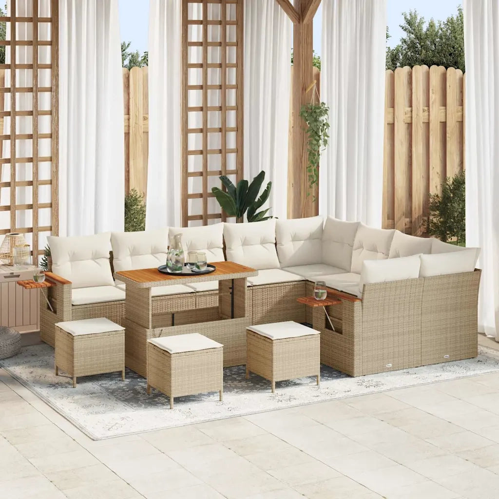 Set Divano da Giardino 13 pcs Beige polyrattan