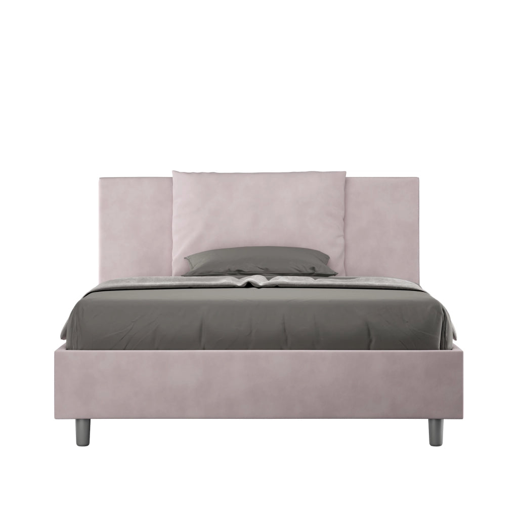 BS COM Letto una piazza e mezza contenitore imbottito 130x210 microfibra glicine