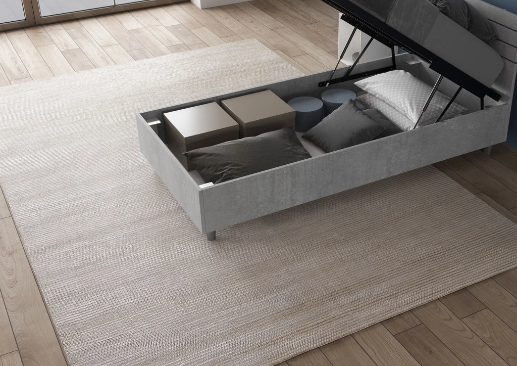 BS COM Letto singolo contenitore 80x190 testata dritta cemento