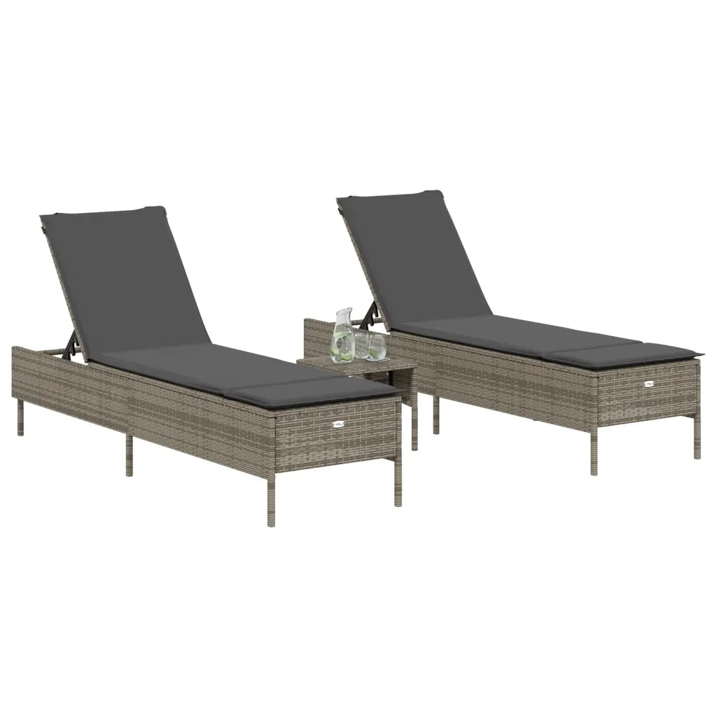 Lettini Prendisole 2 pz con Cuscini Grigio in Polyrattan 3261589