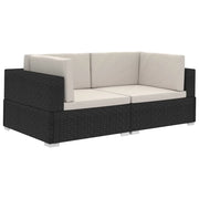 Poltrone Modulari ad Angolo con Cuscini 2 pz Polyrattan Nero CFW7772061