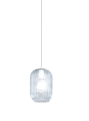 SOSPENSIONE CROMO 5 LUCI TONDA VETRI BLU 1181CR-S5 T-BL