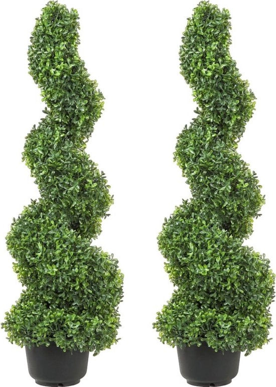 Pianta Artificiale di Buxus - 2 Pezzi - Spirale - per Interno e Esterno