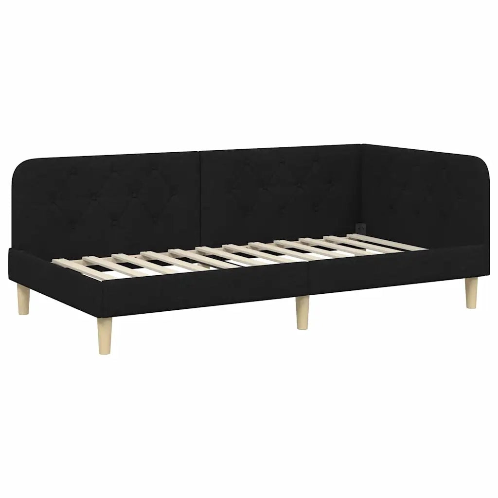 Cornice del letto ad angolo Nero 90 x 200 cm Tessuto