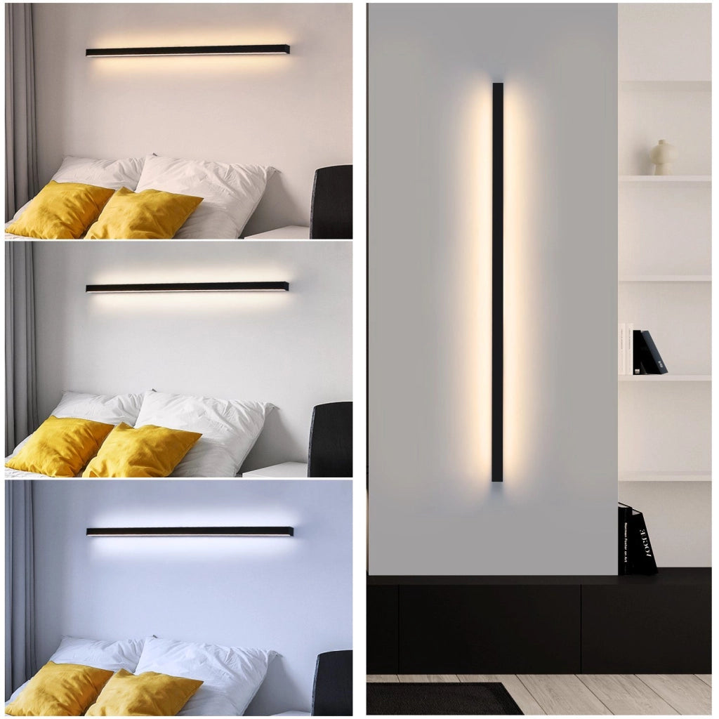 ZMH Applique da parete a LED moderna nera da 100cm per interni luce su e giù da 15W per corridoio