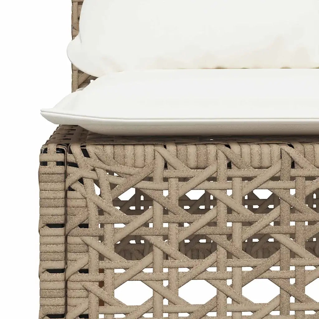 Set Divano da Giardino 5 pz con Cuscini Beige in Polyrattan