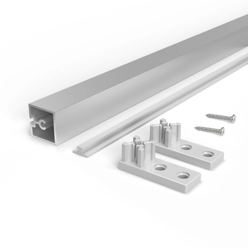 Kit di 2 profili superiori Gola per mobili da cucina, lunghezza 2,35m, con accessori, Alluminio, Verniciato bianco