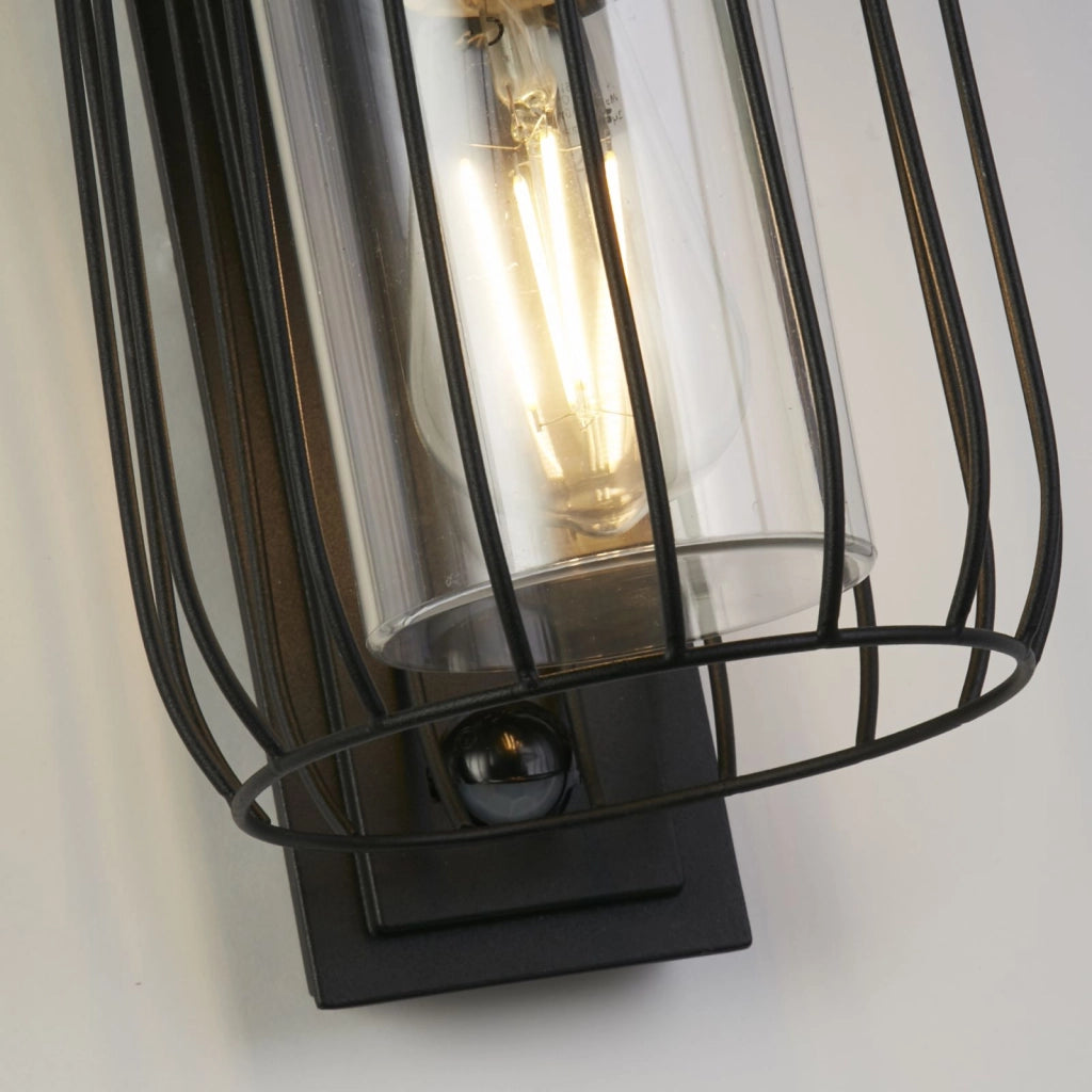 Lampada da parete Reed 1Lt con PIR, metallo nero e paralume in PC