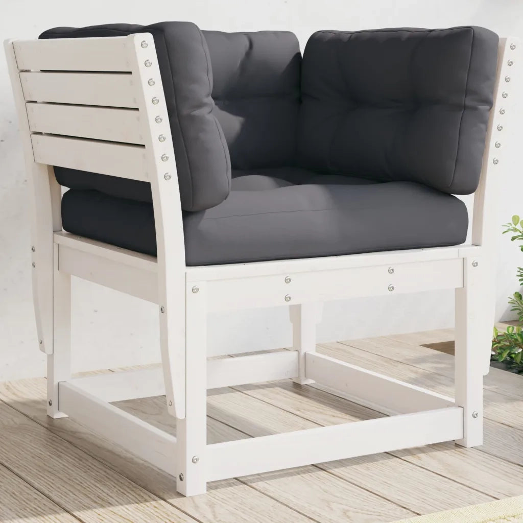 Divano Giardino con Braccioli con Cuscini Legno Pino Bianco 844695