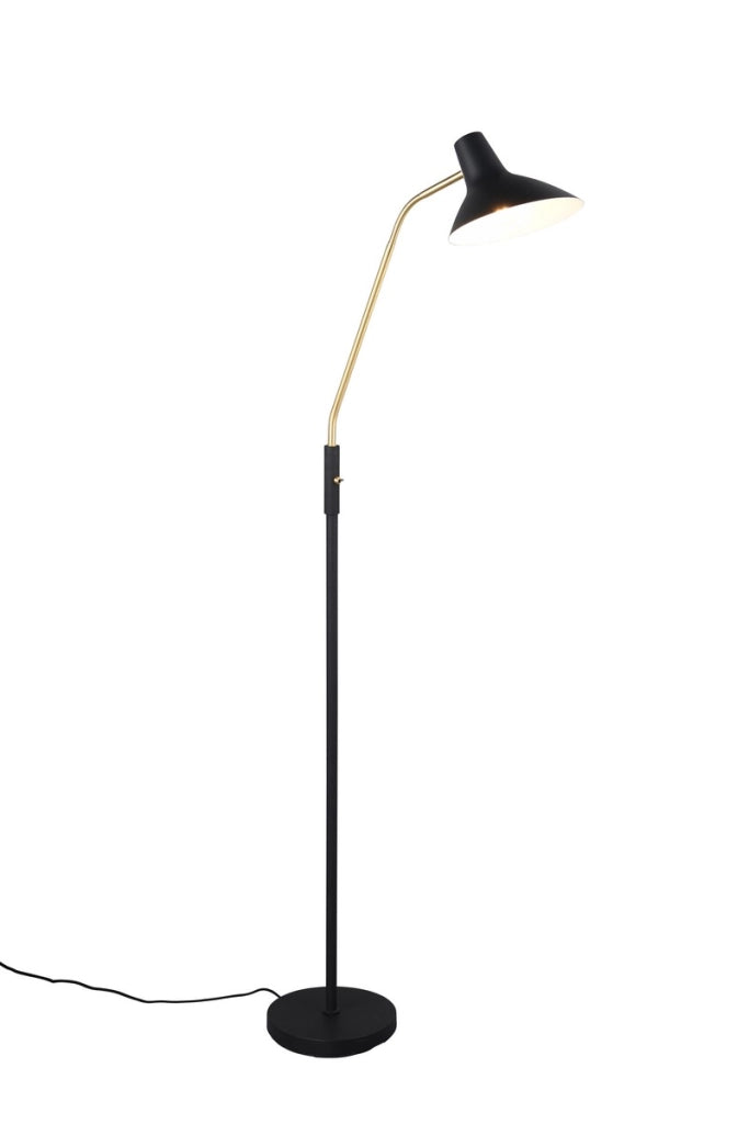 Lampada da terra nera ottone braccio flessibile 145cm E27