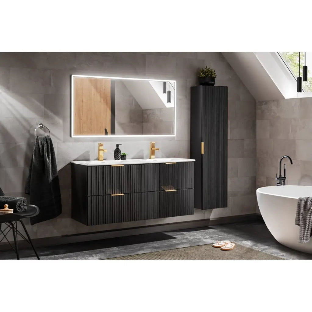 Specchio da bagno rettangolare grafite 123x68 cm design