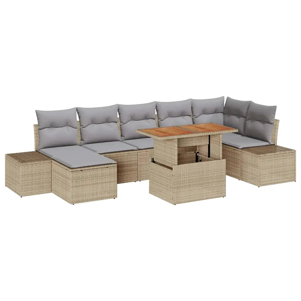Set Divano da Giardino con cuscino 8 pcs Beige e grigio