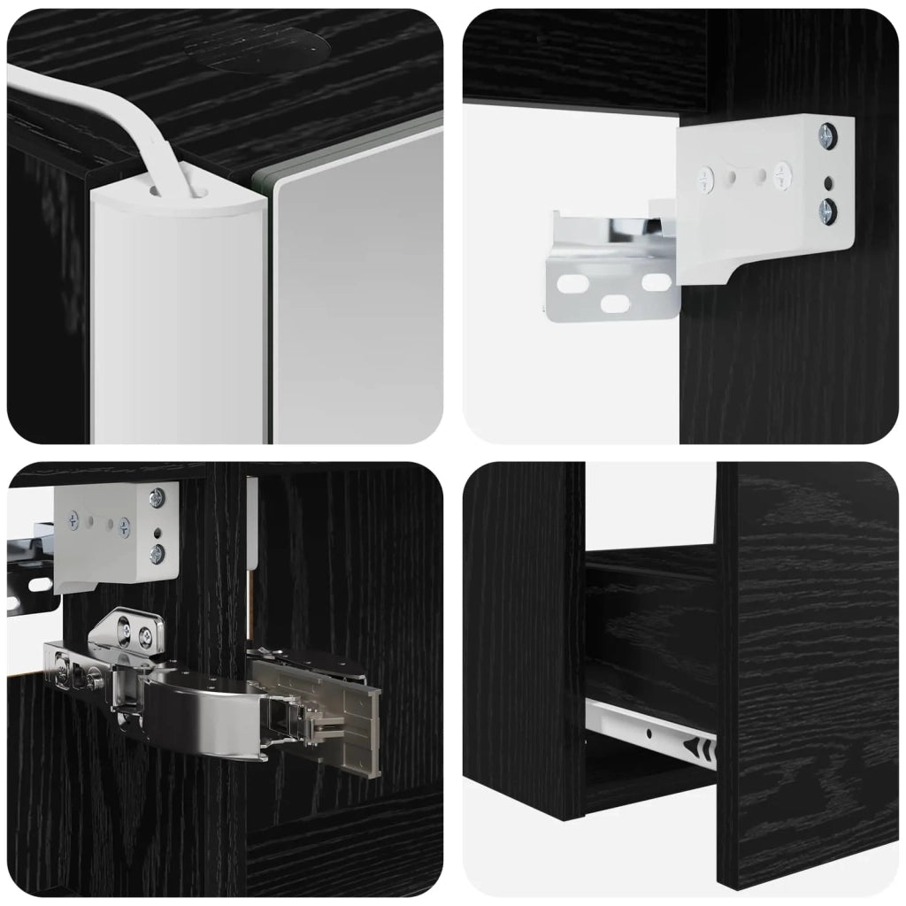 Set di mobili per il bagno 4 pz Rovere Nero 3406984