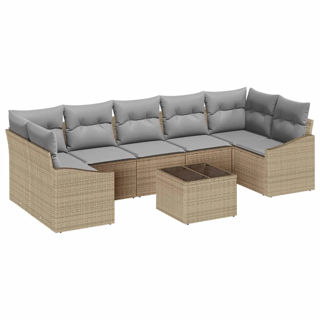 Set di divani Beige e Grigio Chiaro 55 x 55 x 37 cm polyrattan