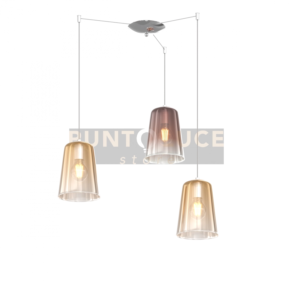 SOSPENSIONE CROMO SPOSTABILE 3 LUCI (2 AM + 1 RA) 1164CR-S3 S-AR