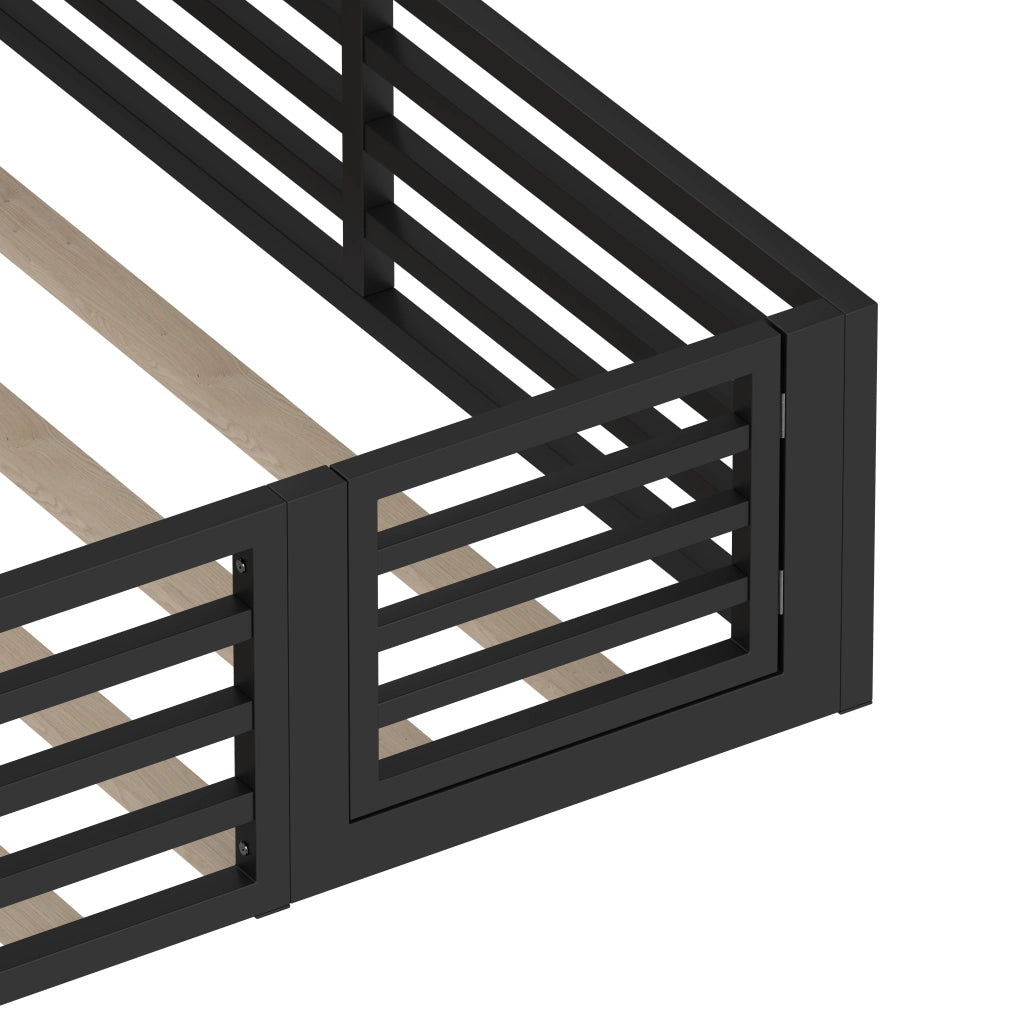 LETTO a sponde 140x200 cm Nero in Metallo e MDF con LED