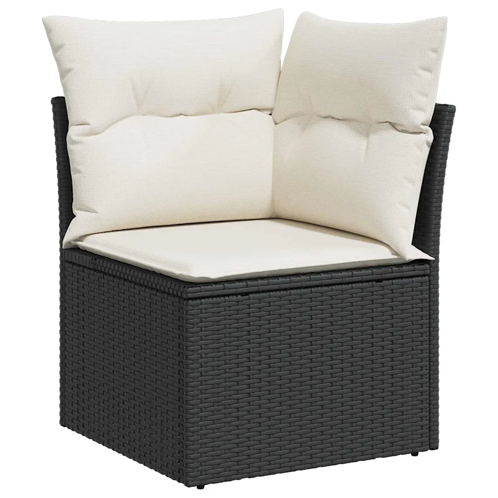 Set Divano da Giardino 6 pcs Nero e Crema polyrattan 3348643