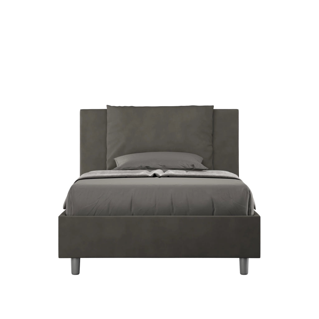 BS COM Letto una piazza e mezza contenitore imbottito 110x210 microfibra grigio