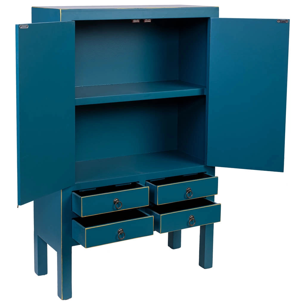ARMADIO IN LEGNO CON 4 CASSETTI E 2 PORTA 63x26x100
