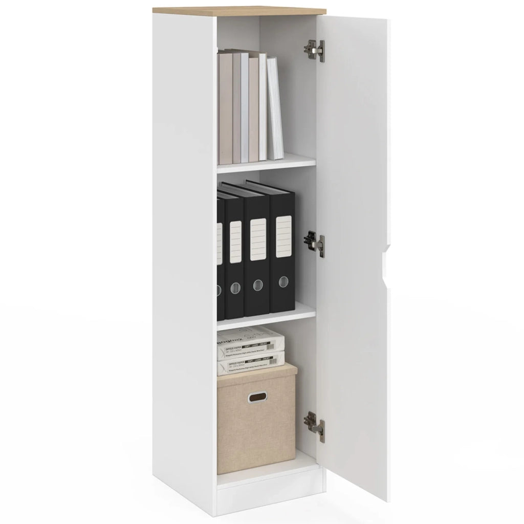IDMarket - NOUK Mobile contenitore a 1 anta con ripiani in legno e bianco