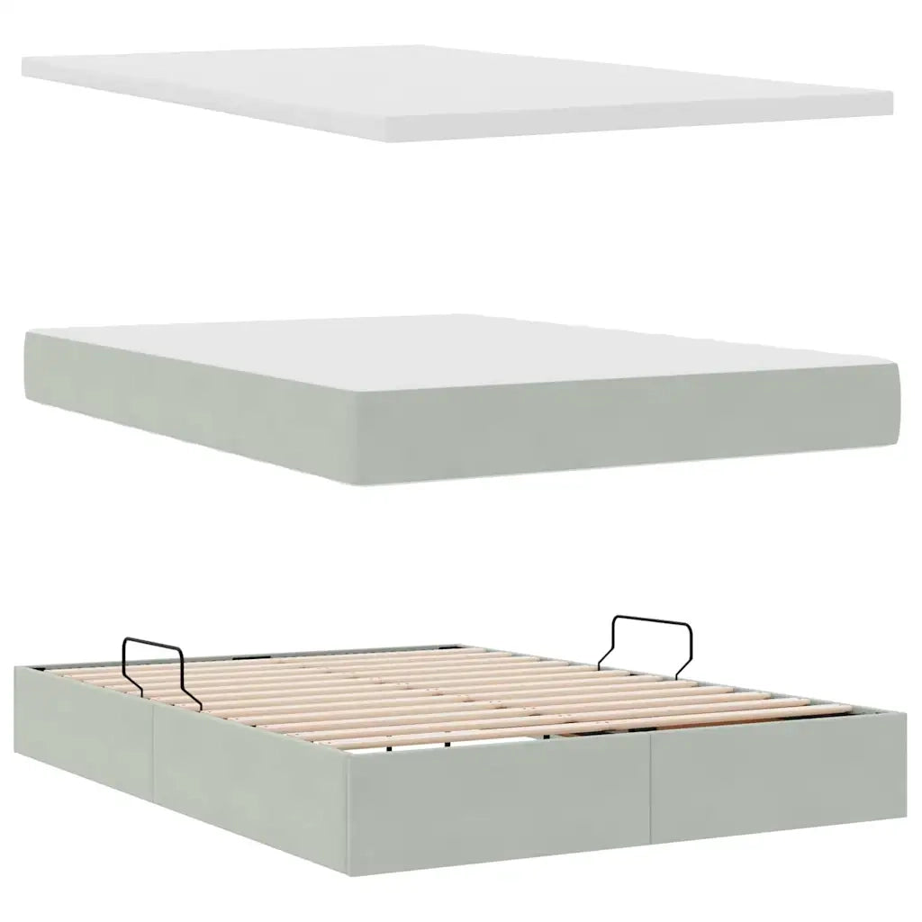 Letto con contenitore e materasso Grigio chiaro 140 x 200 cm 3371973