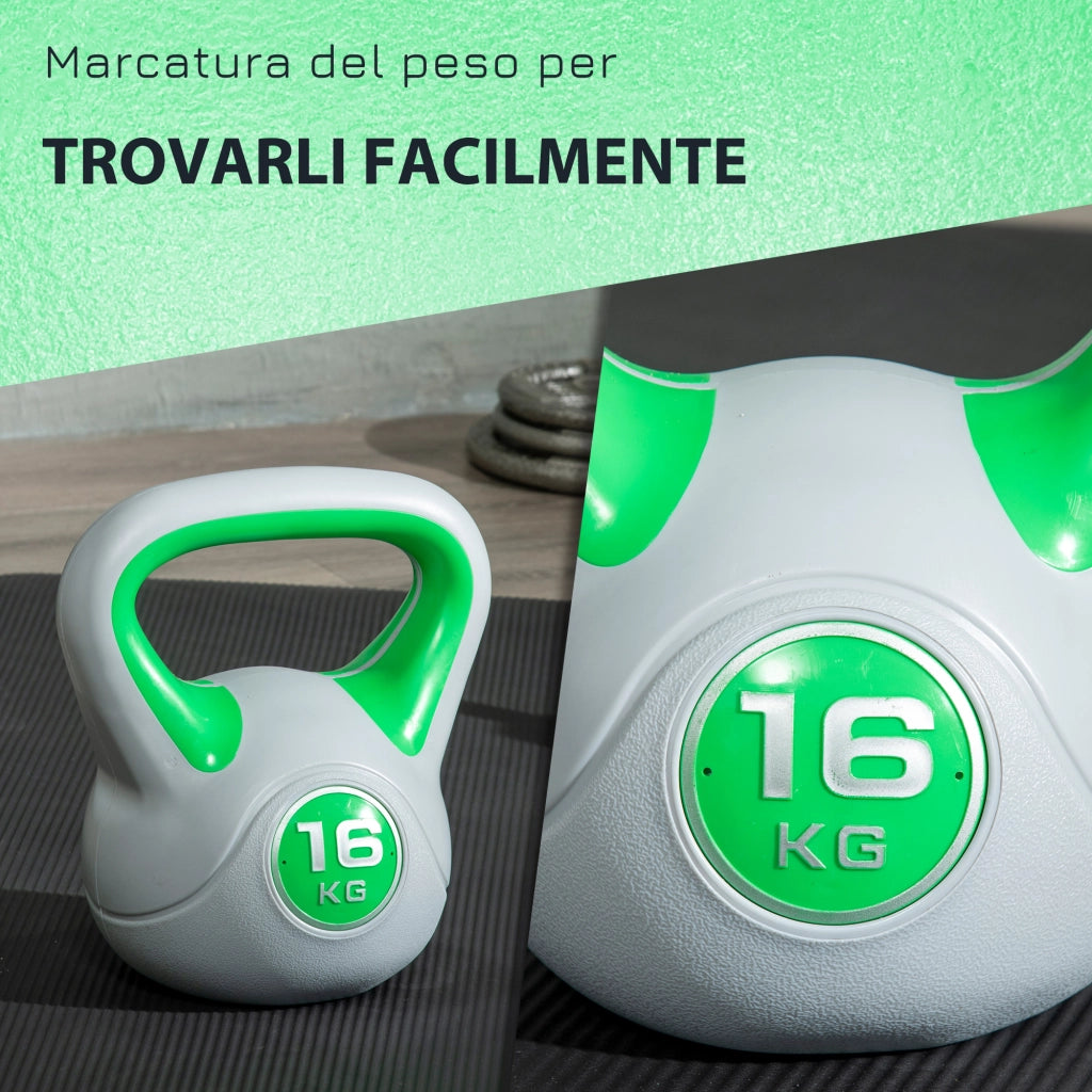Kettlebell 16 kg ¨C Minimal ¨C Verde Sabbia 27x17x31 cm