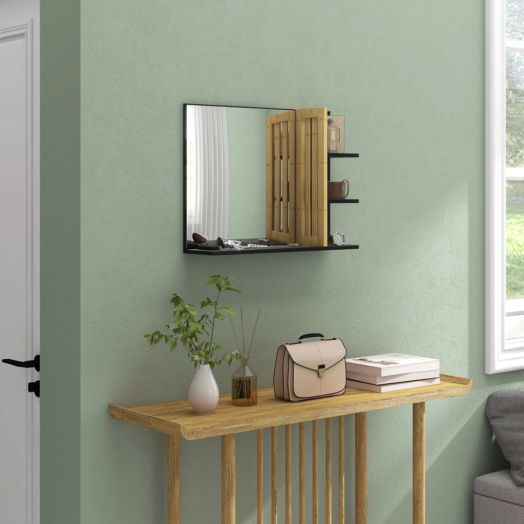 Specchio da bagno con ripiani ¨C Minimal ¨C legno di bamb¨´ 80x30x12