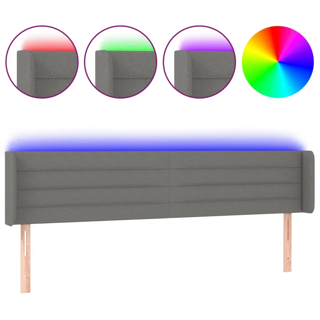 Testiera a LED-Testata con LED Grigio Scuro 203x16x78/88 cm in Tessuto 259888
