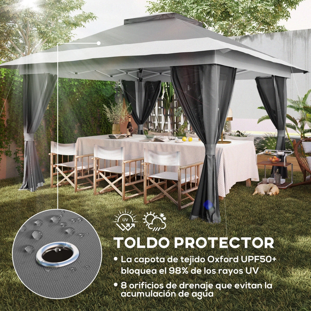 Gazebo Pieghevole ¨C Minimal ¨C Grigio 3.6x3.6 m
