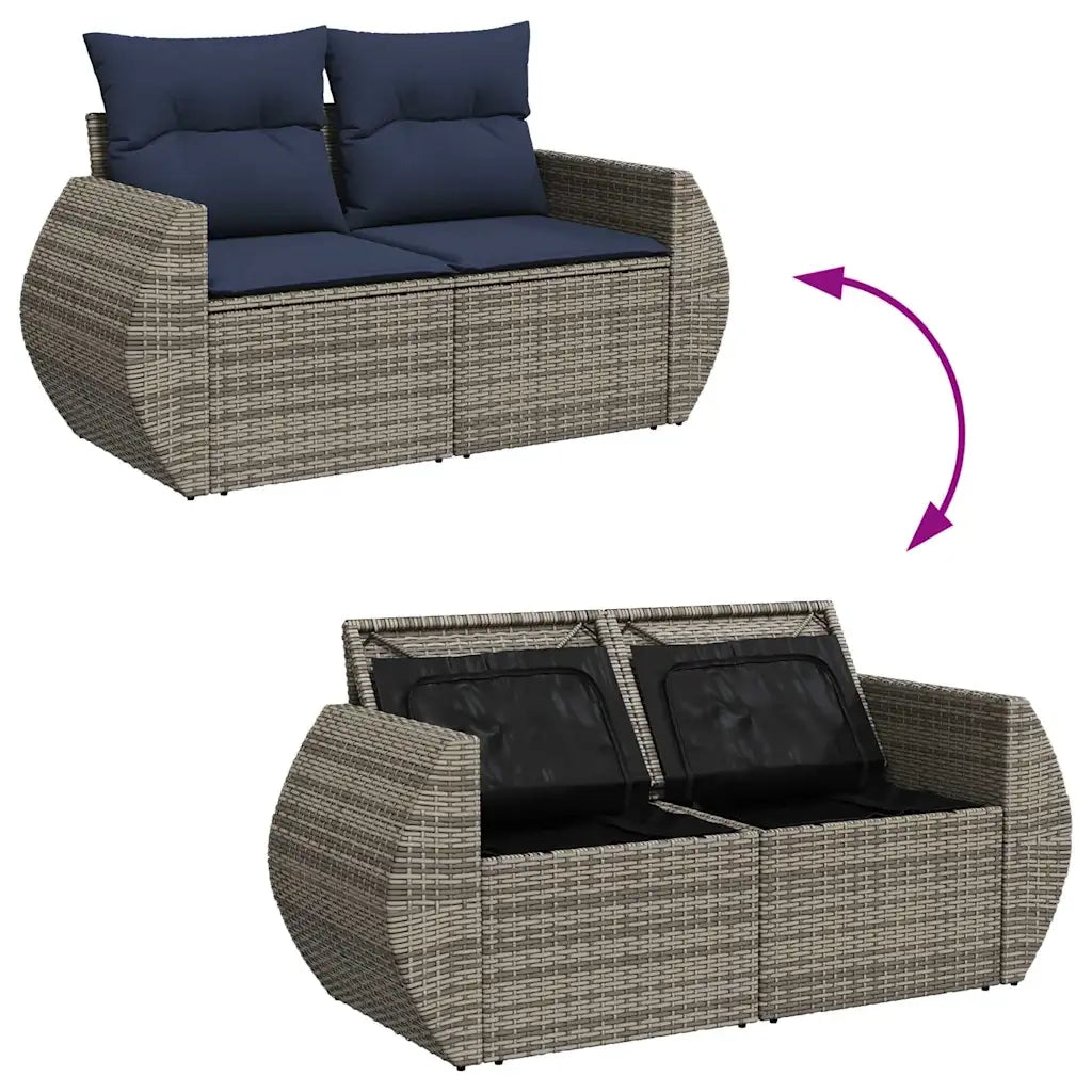 Set Divano da Giardino 5 pz con Cuscini Grigio in Polyrattan 3325567