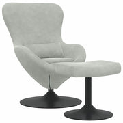 Poltrona | Sedia Egg con Pouf Grigio chiaro Velluto