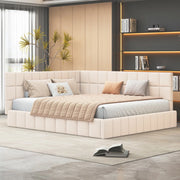 Letto Imbottito con Rete a Doghe ¨C MINIMAL ¨C Velluto Beige 160x200