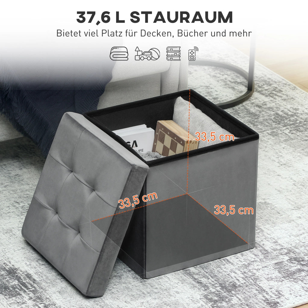 Pouf contenitore pieghevole ¨C Xylo ¨C grigio MDF imbottito