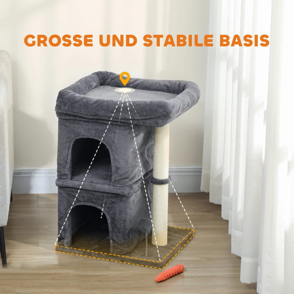 Casetta per Gatti con Piattaforma e 2 Ripari ¨C Zephmum ¨C Grigio
