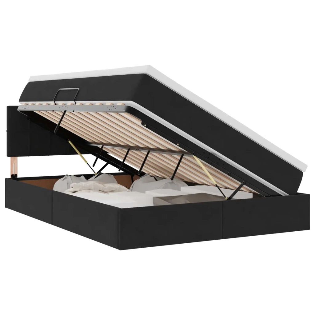 Letto con contenitore e LED con led Nero 140 x 190 cm Velluto 3371393