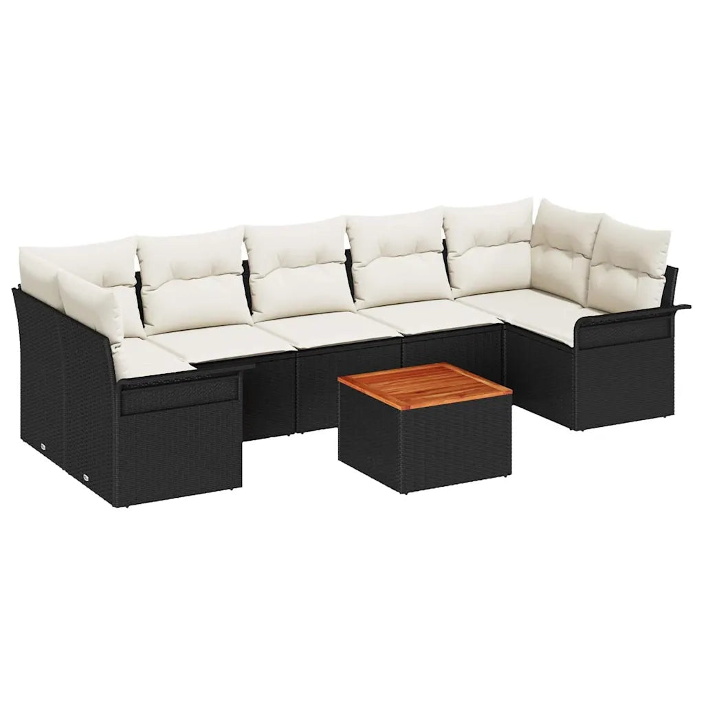 Set Divano da Giardino 8 pcs Nero e Crema polyrattan 3355961