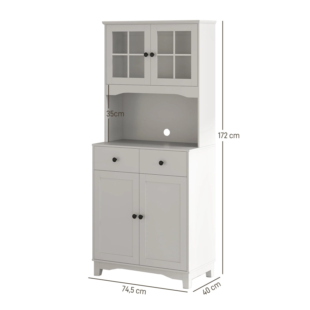 Armadio da Cucina con Ante a Vetro e Ripiani ¨C Minimal ¨C Bianco