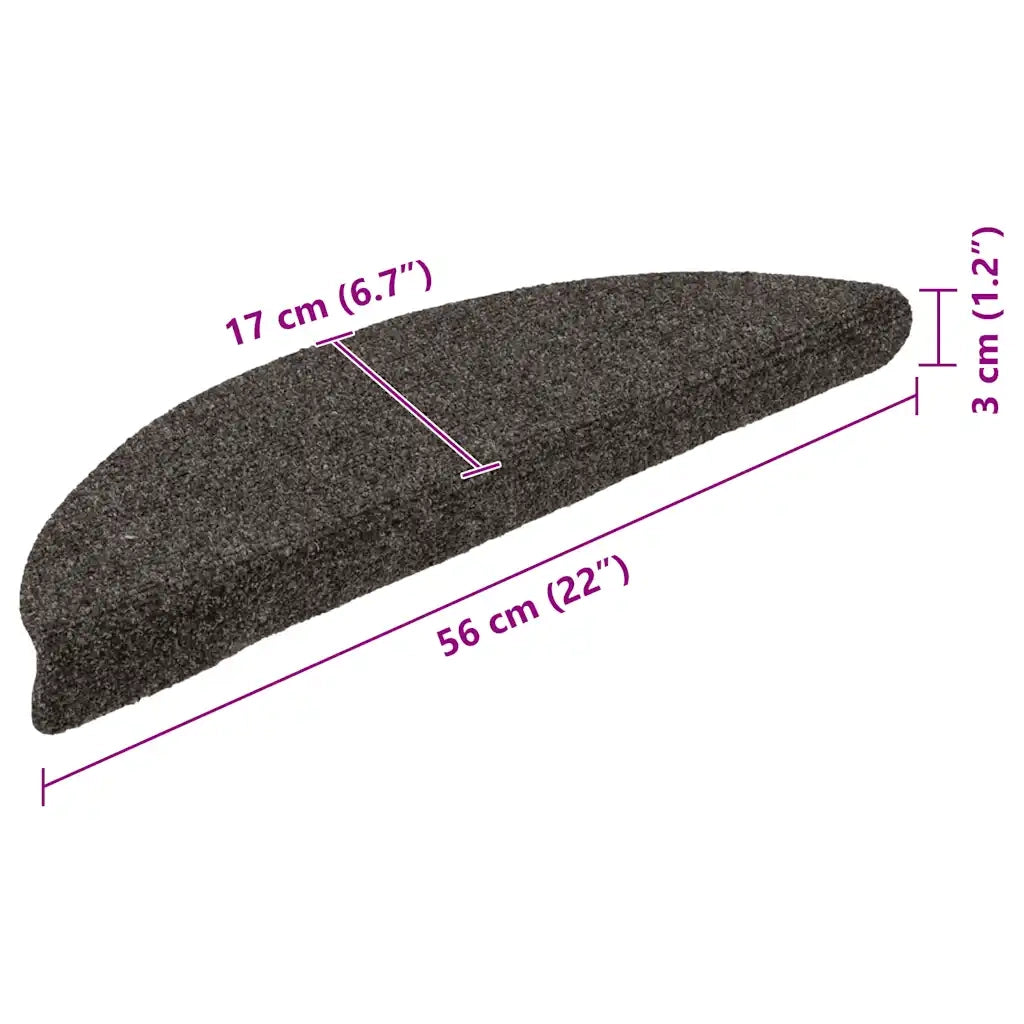 Tappetini per scale autoadesivi 30 pz 56x17x3 cm antracite semicircolari 3365687