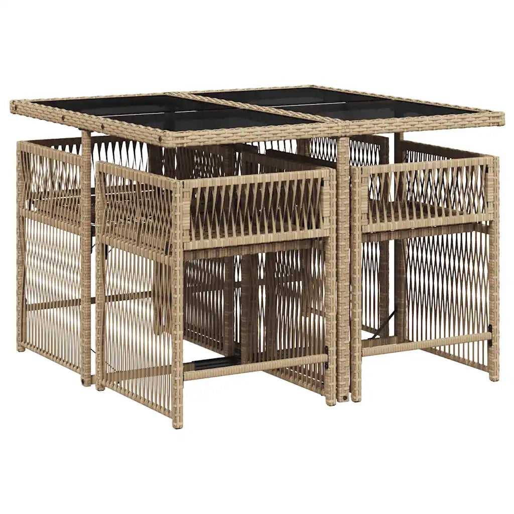 Set da Pranzo da Giardino 5 pz con Cuscini Beige in Polyrattan 3211618