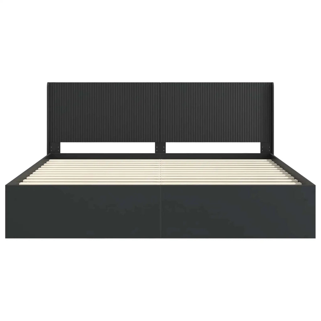 Struttura del letto con stoccaggio e testata-Giroletto con contenitore Nero 180 x 200 cm 271793
