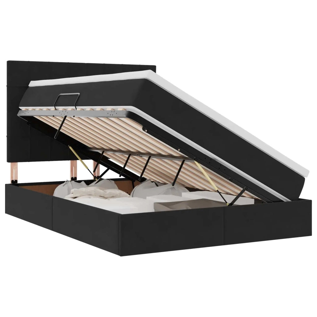 Letto con contenitore e materasso Nero 140 x 200 cm Velluto 3372035