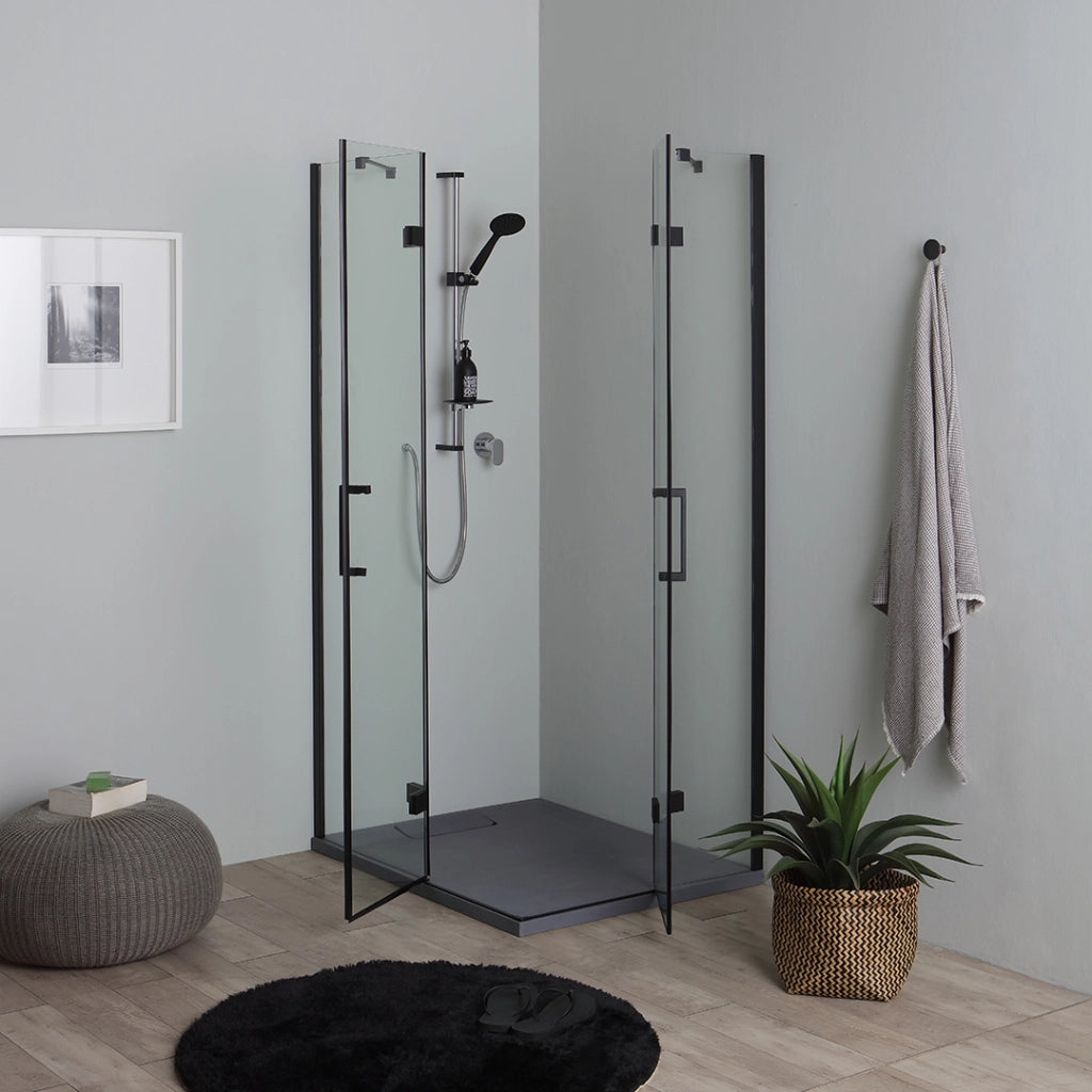 Box doccia 80x100 h190 porta battente nero