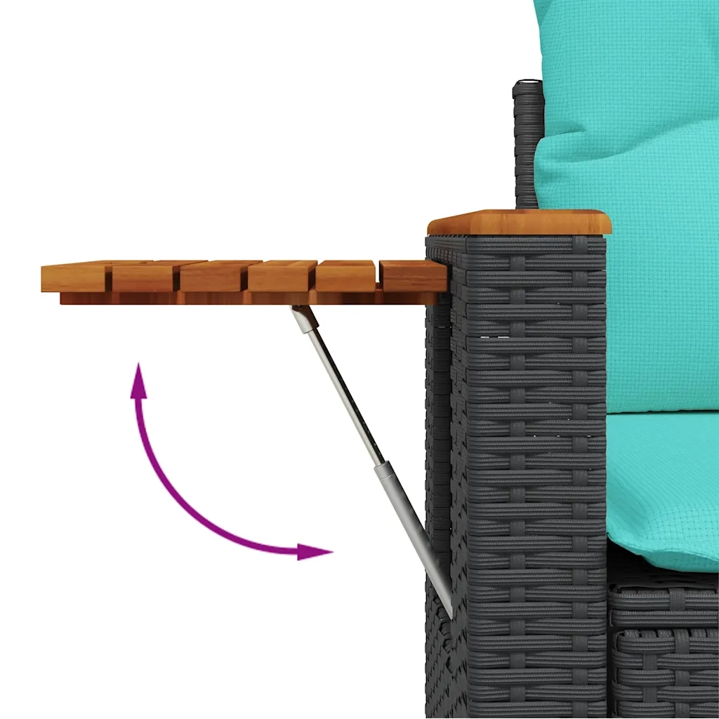 Set Divani da Giardino 10 pz con Cuscini Nero in Polyrattan 3227191