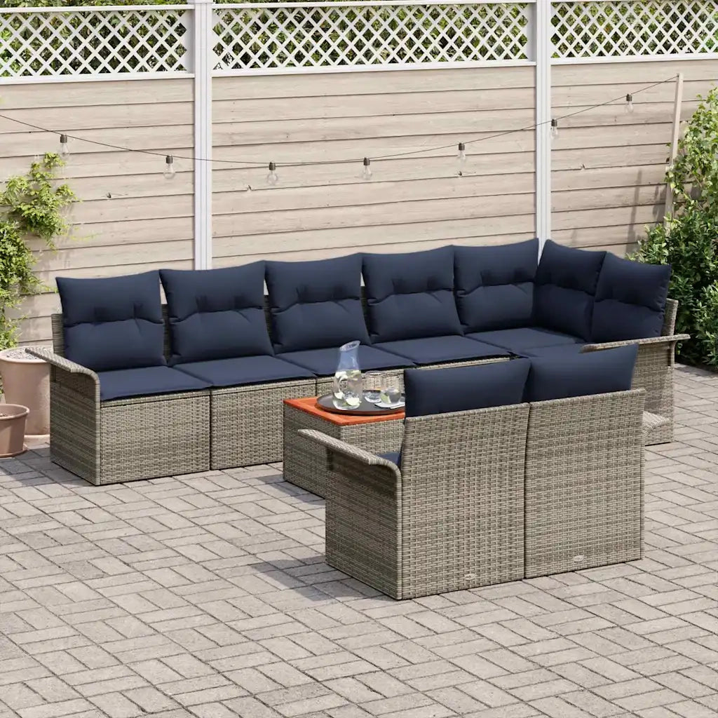 Set Divano da Giardino con cuscino 9 pcs Grigio polyrattan 3347346